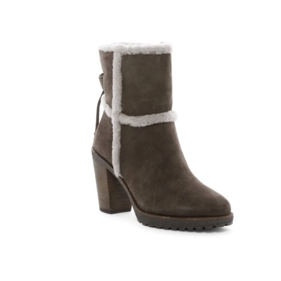 NWOB Frye Womens Jen Shearling Boots Gray Suede Short Ankle Zip Winter Style 7 - Picture 9 of 9
